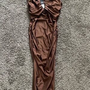 Fashion Nova Chocolate Satin Dress